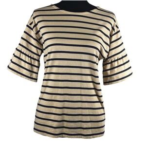 J. Crew‎ Reimagined Stripe Flutter Sleeve Cotton Top Shirt Blouse Women's XXS